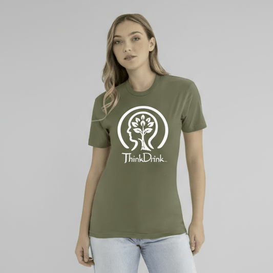 ThinkDrink Signature Logo Tee – Military Green with White Logo
